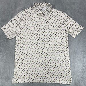 1764 Polo Shirt Mens Large Multicolor Coconuts Beach Chairs Palms Stretch Tennis